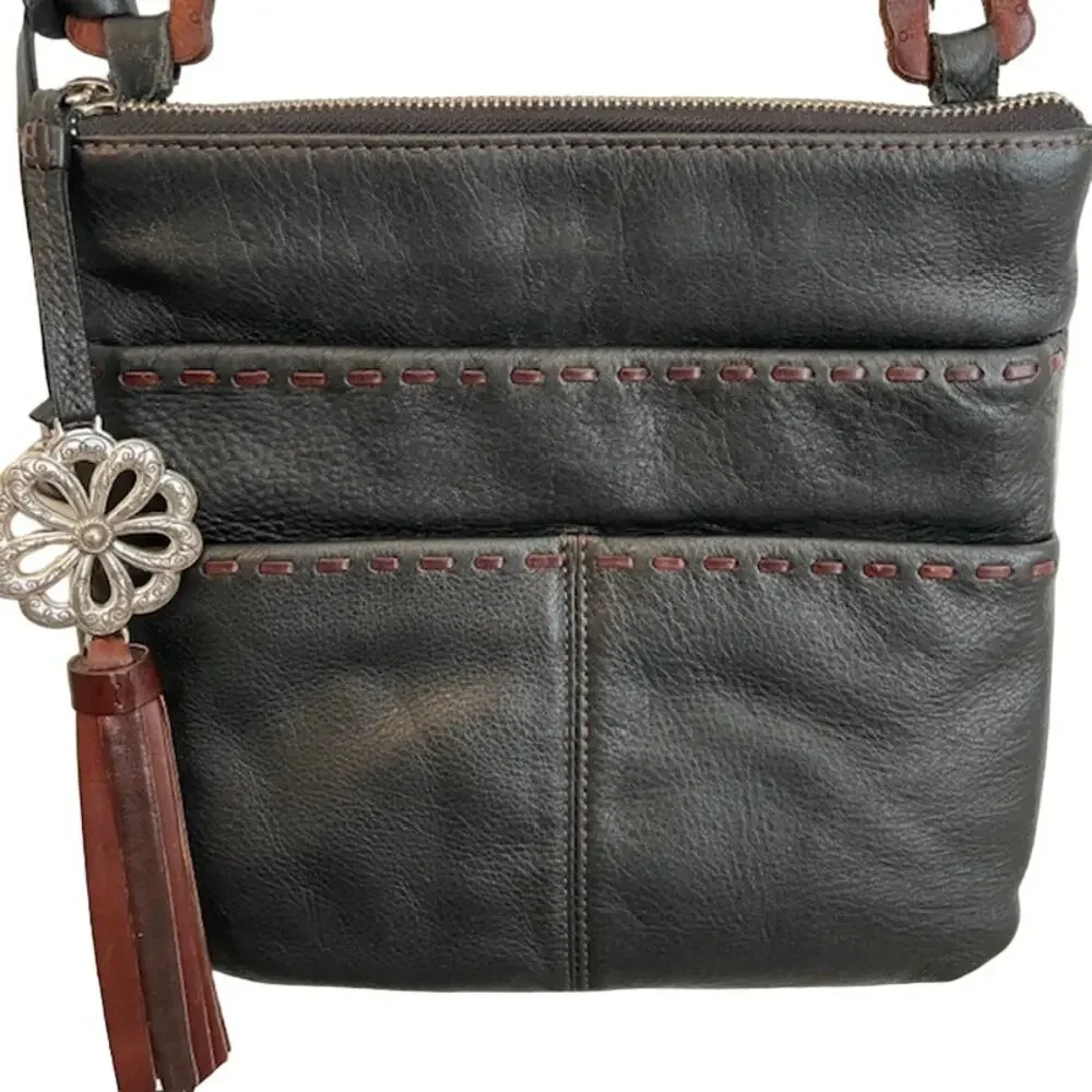 Brighton women's koda black & brown soft leather crossbody. - Picture 4 of 16